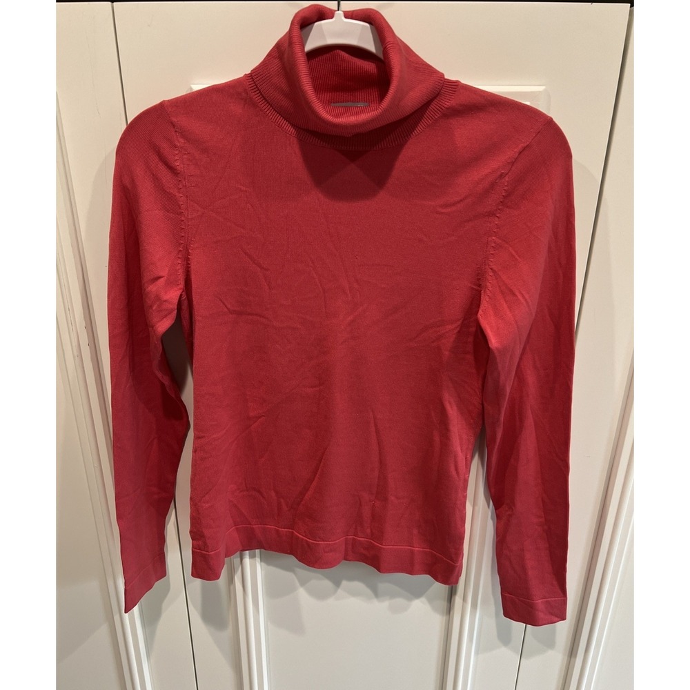 Ann Taylor Silk Blend‎ Turtleneck Pink Classic Basic Preppy Long Sleeve